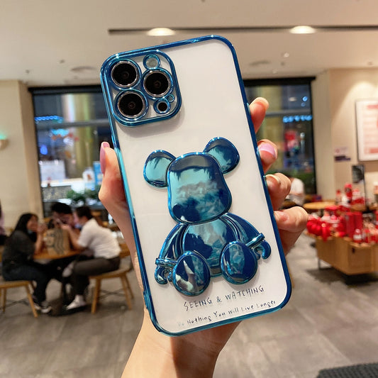 Silicone Bear Plating Phone Case for iPhone