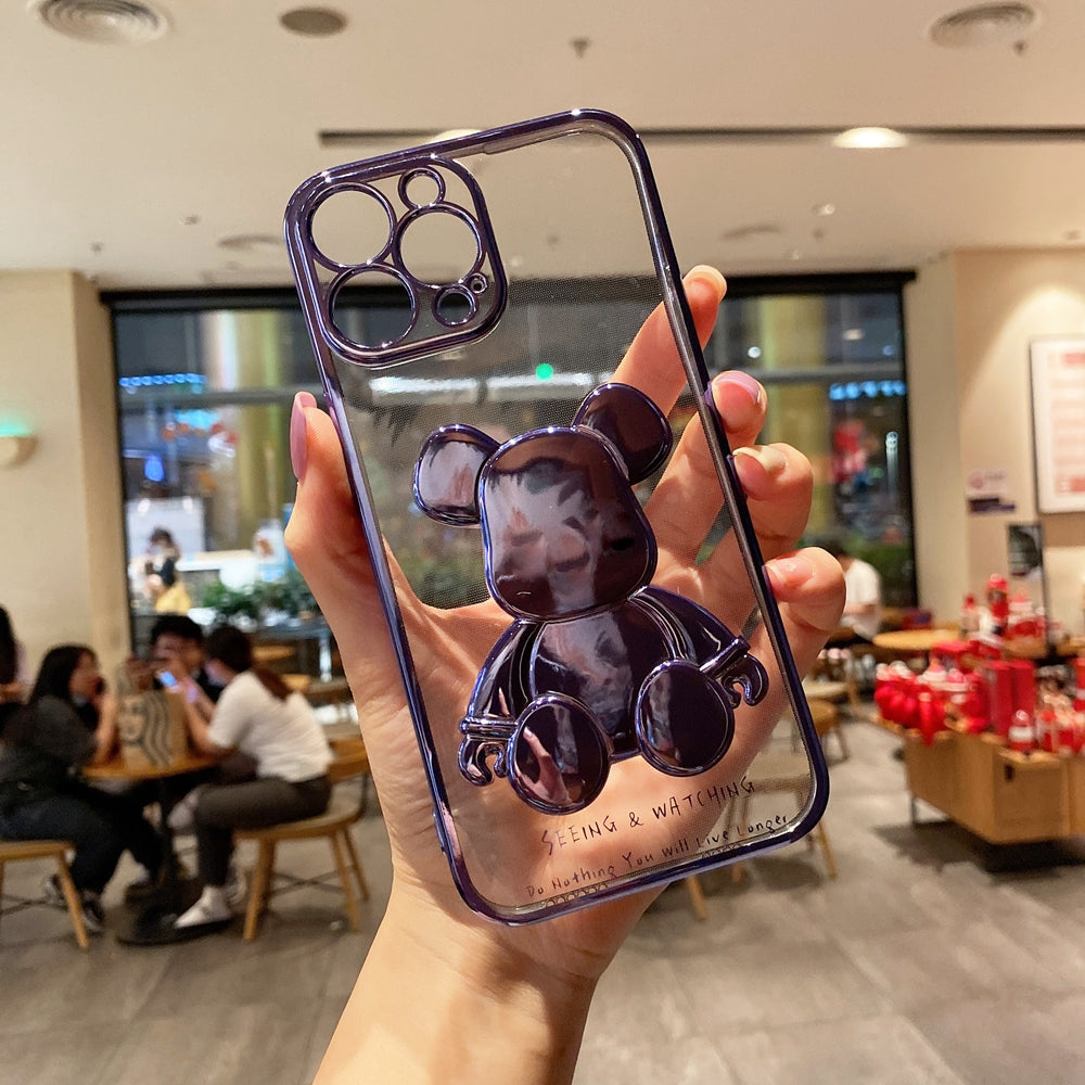 Silicone Bear Plating Phone Case for iPhone