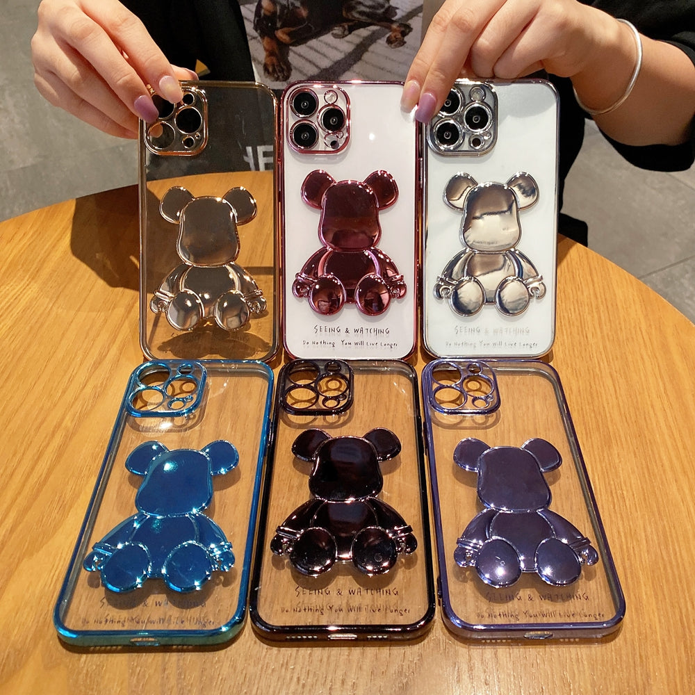 Silicone Bear Plating Phone Case for iPhone