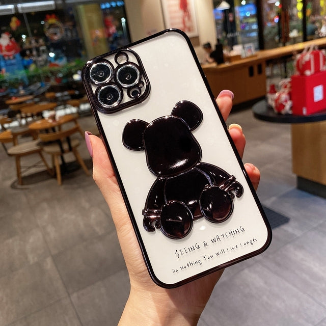 Silicone Bear Plating Phone Case for iPhone