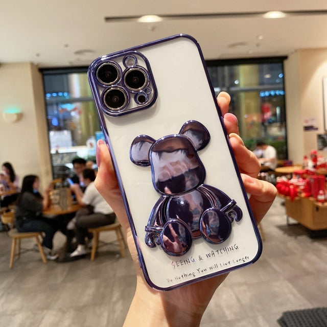 Silicone Bear Plating Phone Case for iPhone