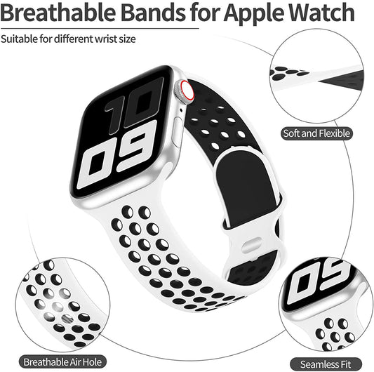 Silicone Breathable Sport Strap For Apple Watch Band 6 SE 5 4 44mm 40mm